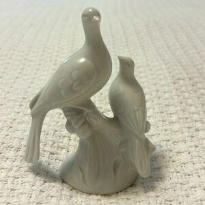 PATE DE LIMOGES porcelain pheasants on a tree figurine white 4.75" tall